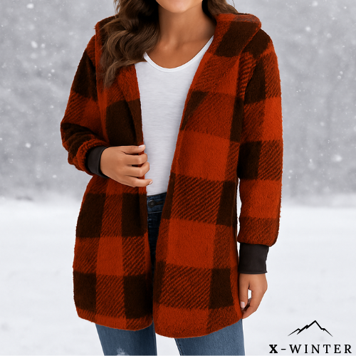 Vintage Loose Plaid Wool Hooded Coat