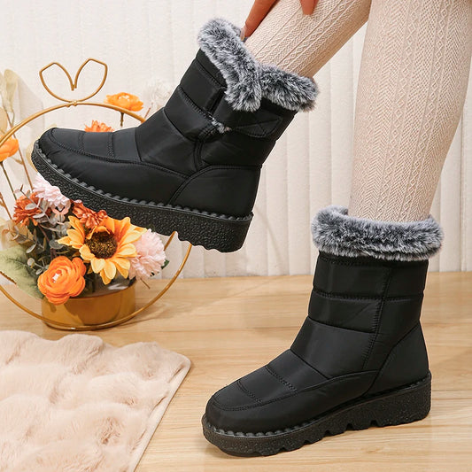 Women Waterproof Faux Fur Snow Ankle Boots