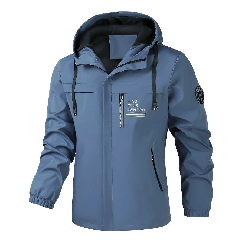 Fashionable Men's Waterproof Hooded Windbreaker Jacket
