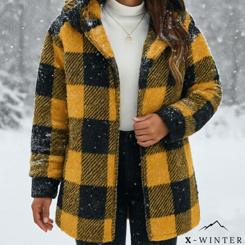 Vintage Loose Plaid Wool Hooded Coat