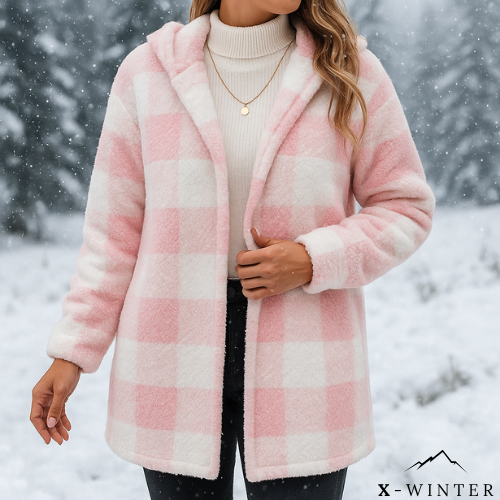 Vintage Loose Plaid Wool Hooded Coat