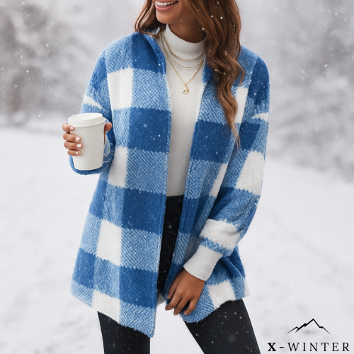 Vintage Loose Plaid Wool Hooded Coat