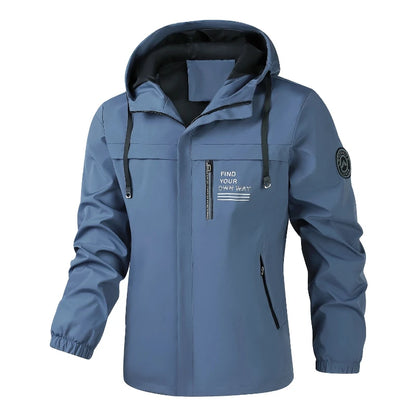 Fashionable Men's Waterproof Hooded Windbreaker Jacket