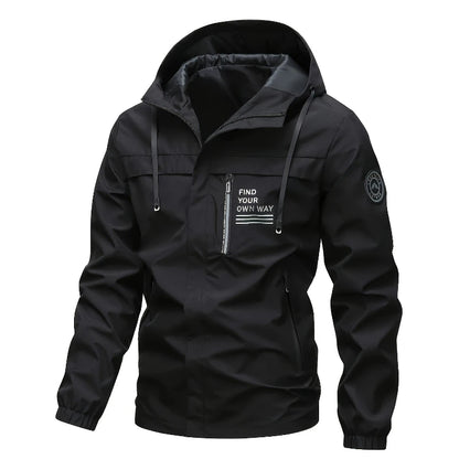 Fashionable Men's Waterproof Hooded Windbreaker Jacket