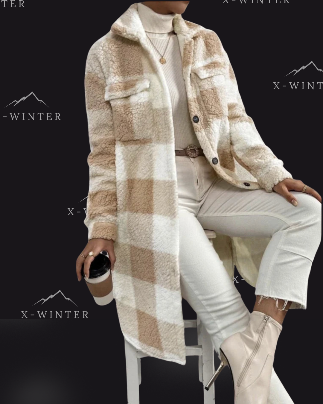 Autumn Long Sleeved Plaid Coat