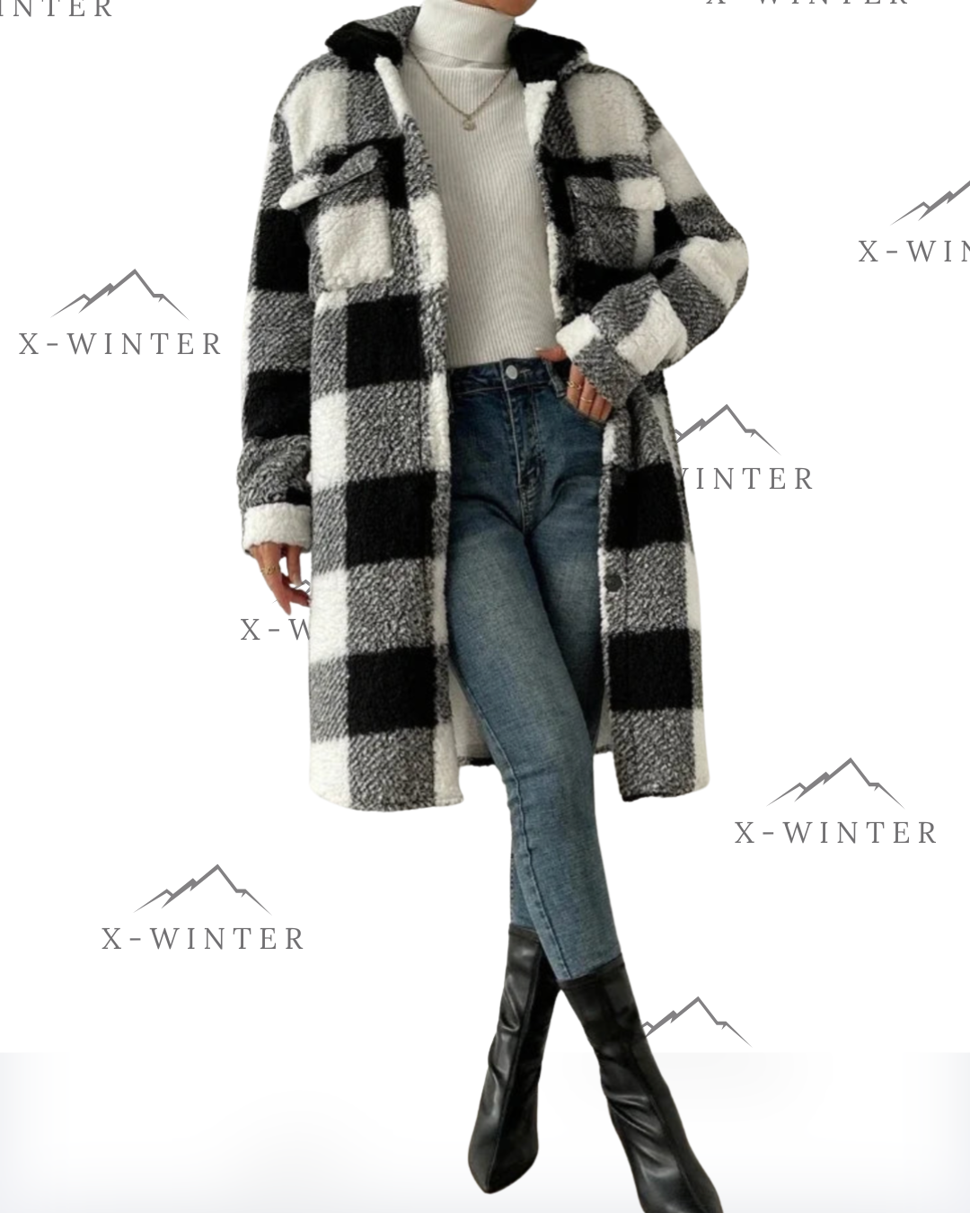Autumn Long Sleeved Plaid Coat